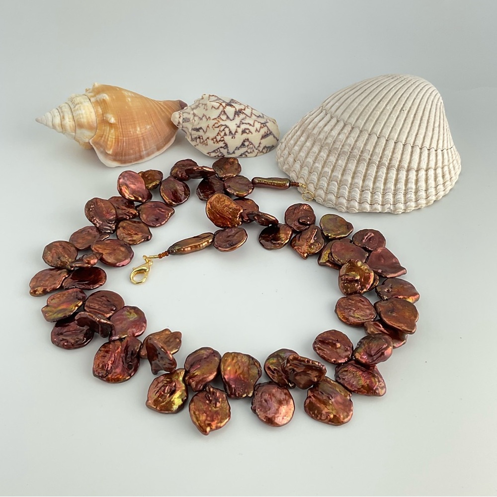 Host Pick!❤️Copper Keishi Pearls Necklace, Handmade, 19.5" Long - Picture 8 of 9